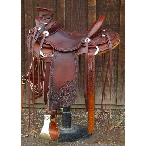 EQUEATRIAN HORSE ROPE RANCH TACK GENUINE HAND TOOLED LEATHER WESTERN HALF SKIRT SADDLE WOODEN TREE ALL SIZES ODM & *OEM ACCEPTED