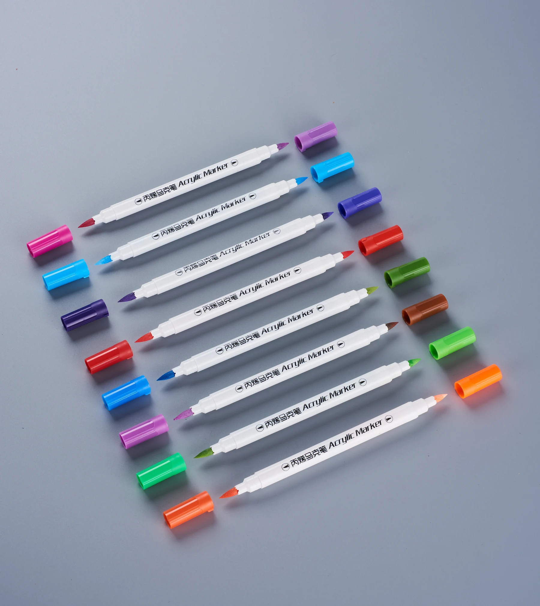 48 Colors Acrylic Marker Set Calligraphy Tip Art Markers with Brush Tip for Rock Painting Stone Glass