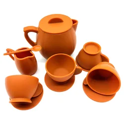 Amazon new product reusable not easy to break girls playing house silicone teapot set kids products baby toys