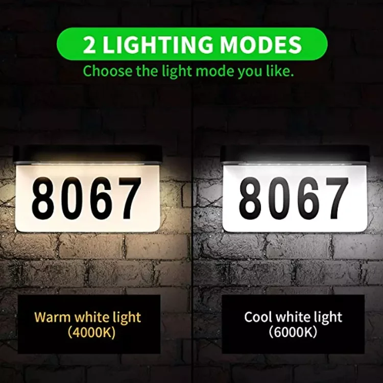 Solar Powered Wall Mount Lamp Solar Door Address Sign Lighted House Numbers Light