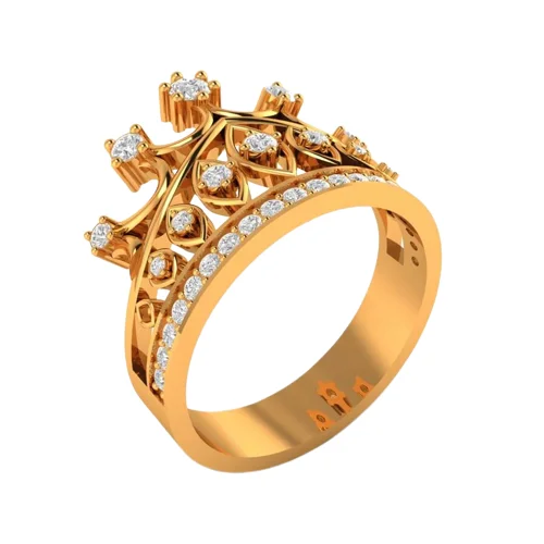 Super Premium Quality Crown Designed Gold Plated Brazilian Cut Diamond Ring For Sale By Indian Exporters