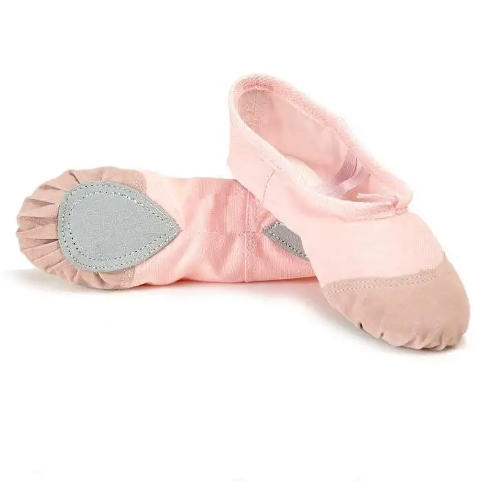 Высококачественная розовая парусиновая балетная танцевальная обувь с внутренней хлопковой подкладкой двойная эластичная и наружная замшевая подошва мягкая заводская цена