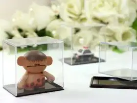Small Acrylic display box for mini figurine, collectibles, model cars and perfume with sliding door