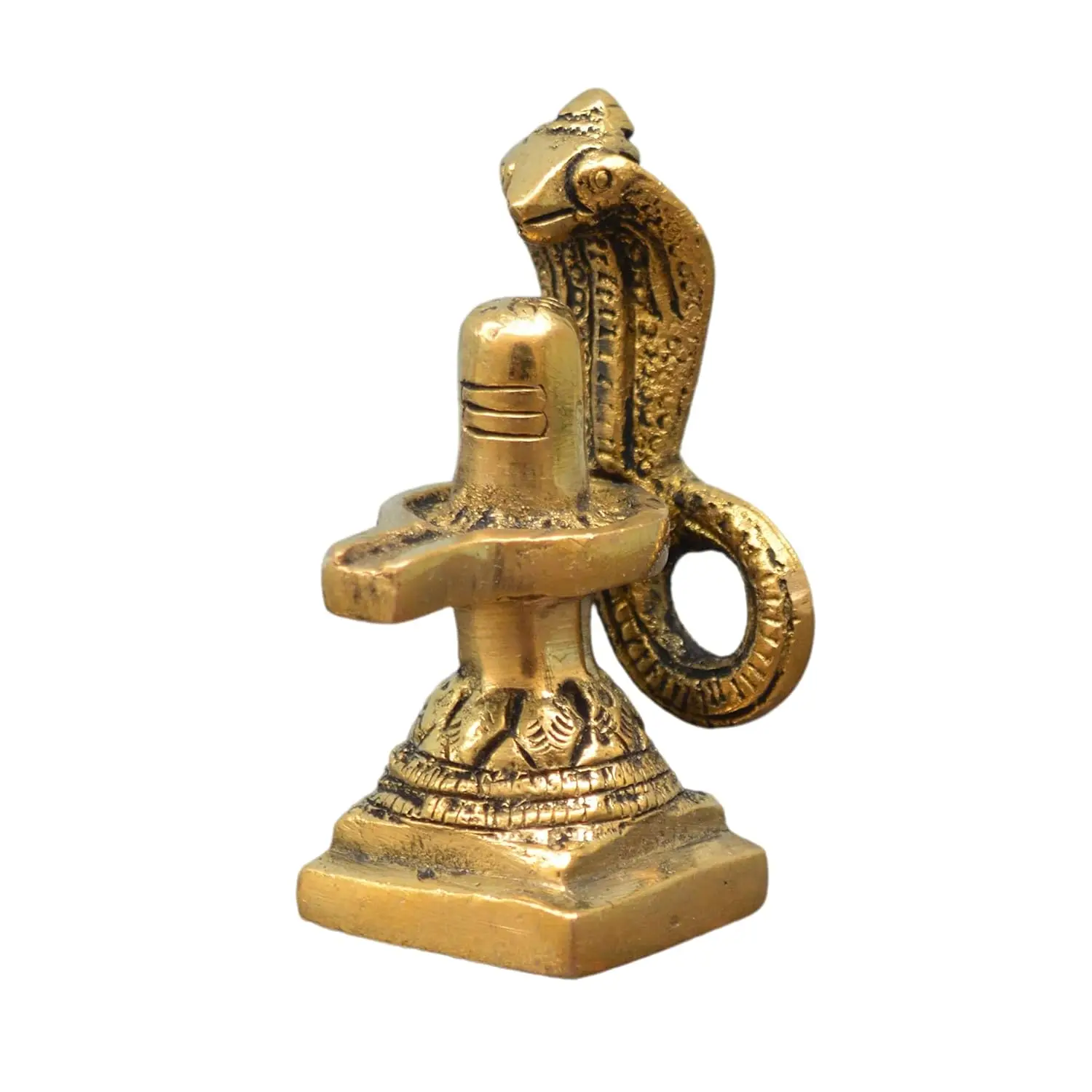 Brass Shiv Ling Shiva Lingam with Sheshnaag Statue Idol Murti for Home Temple and Pooja
