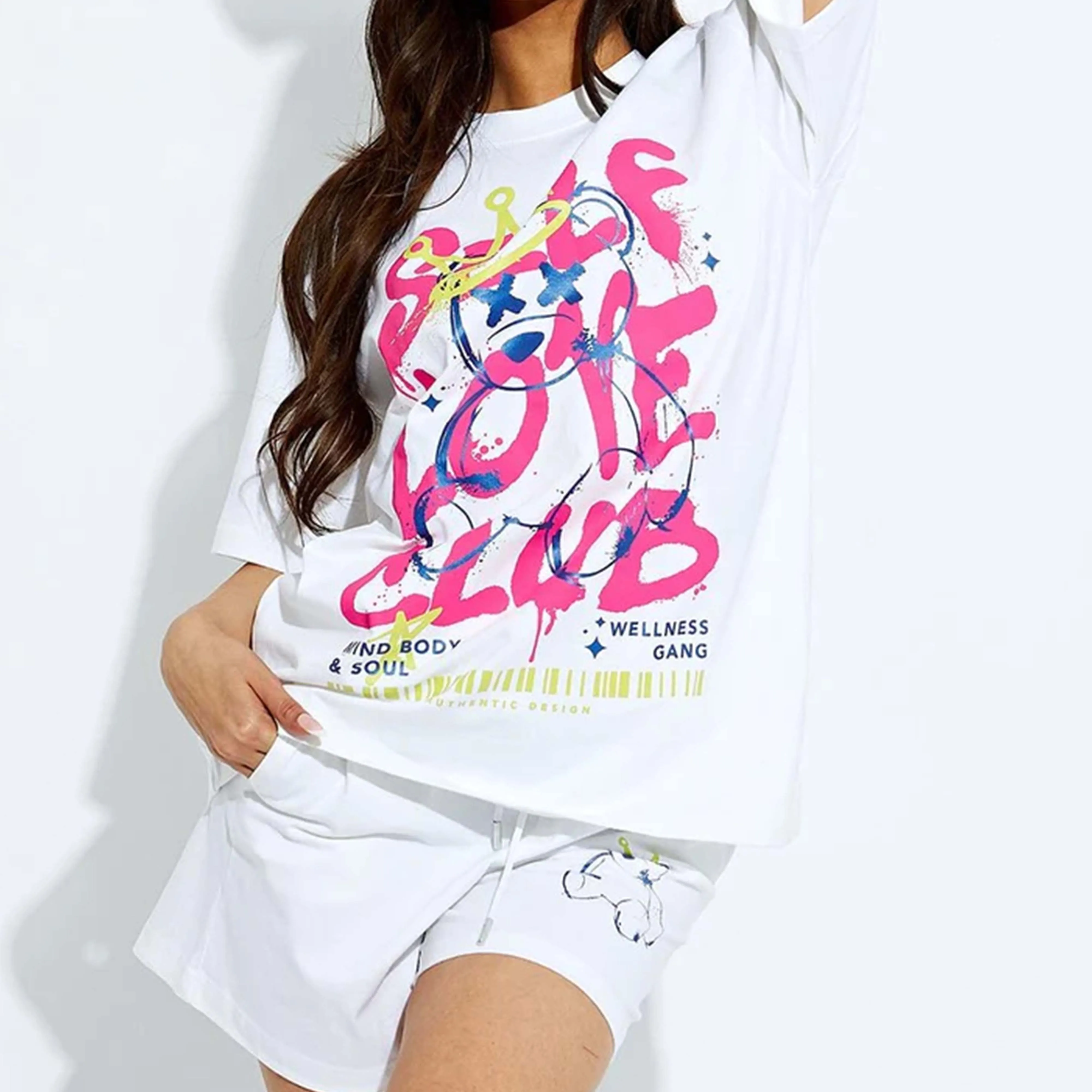 Cheap Price Best Selling Summer Twin Set For Women / Latest Fashion Clothes Casual Women Short T Shirt Twin Set