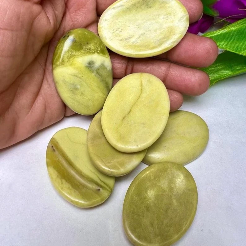 Premium Serpentine Oval Shape Worry Stone Pocket  Thumb Stone Chakra Worry Stone Size 30x40MM Buy From Elegant Agate