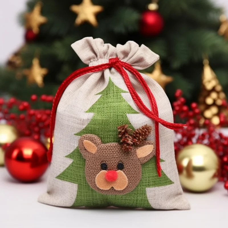 Customized Linen Jute Bags for Jewelry Display Drawstring Pouch for Gift Packaging Bag Wedding Christmas Burlap Drawstring Bag