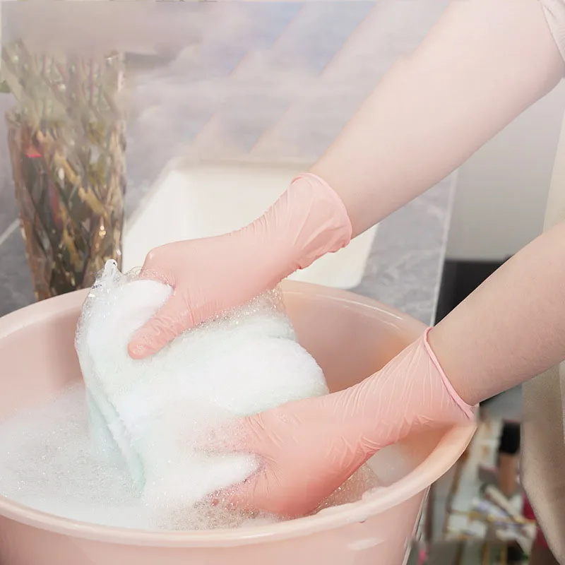 oem customized logo design  aloe vera nitrile protective gloves and housework food kitchen living room cleaning gloves