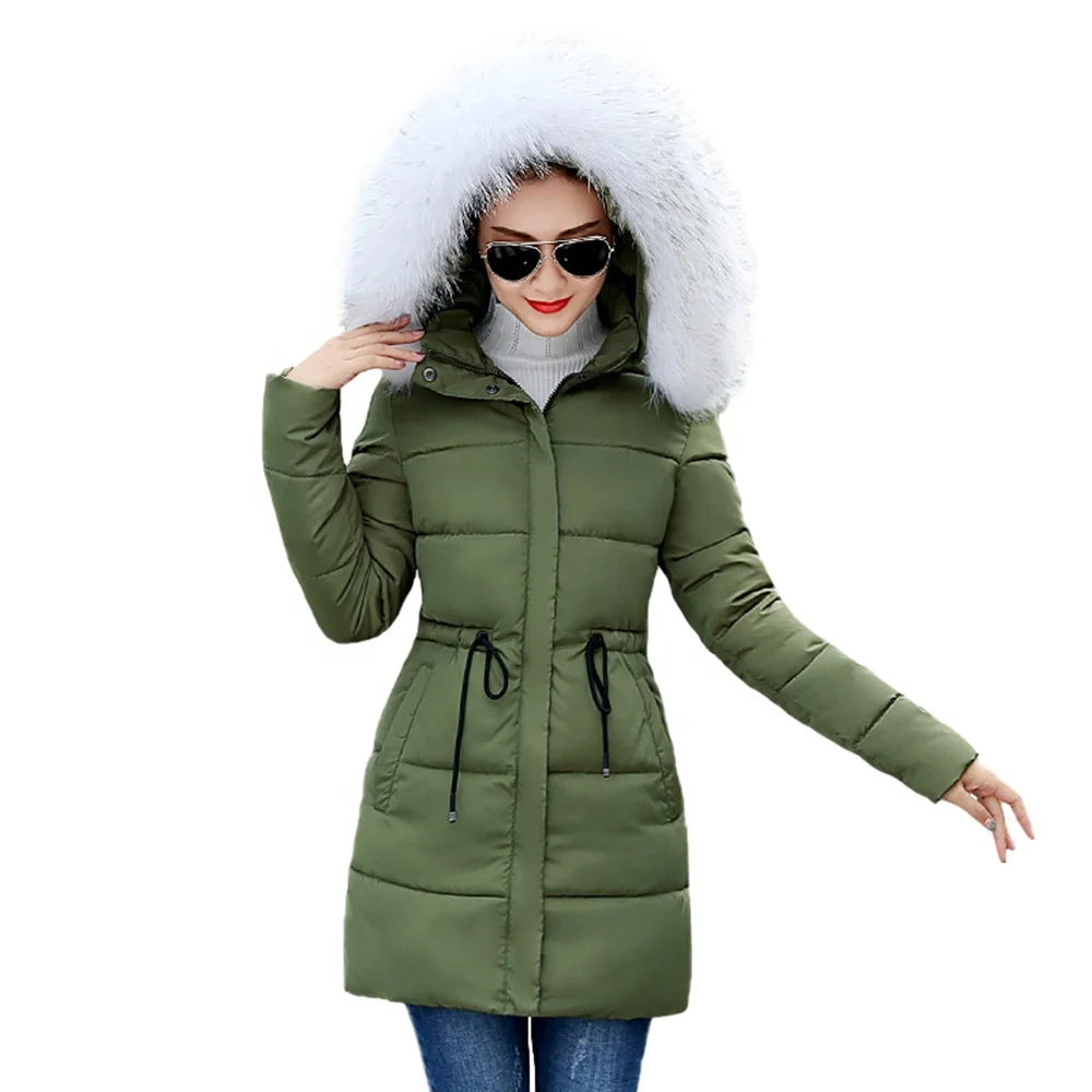 2023 New Arrivals Long Style Winter Warm Fur Collar Hood Down Cotton Parka Jacket Coat For Women And Ladies