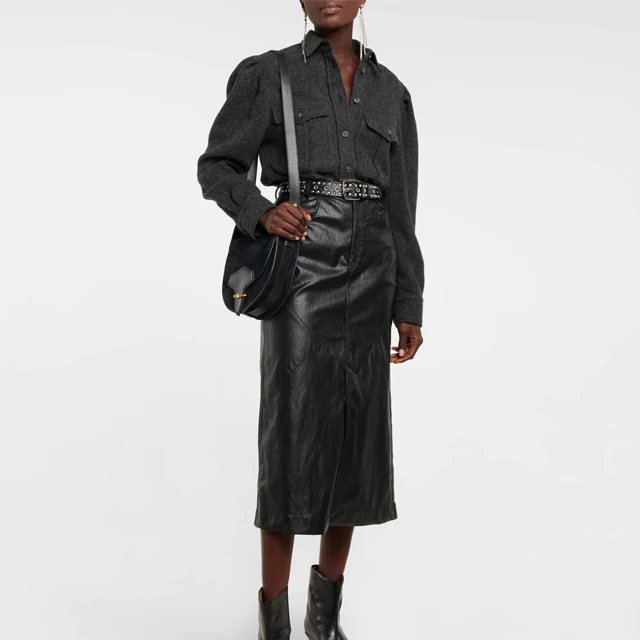 Plain Black Women Leather Skirt Custom Logo Custom Color Custom Sizes 100% Breathable Teen Girls Skirts
