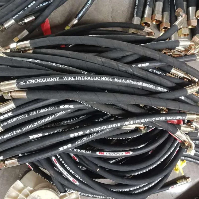 sae100 r4 wire inserted hydraulic woven or textile fibers braided suction oil and weather resistant synthetic rubber hose