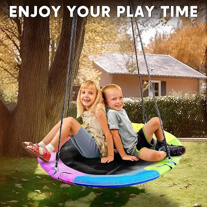 Saucer Tree Swing for Kids Waterproof Swing Seat with Adjustable Ropes for Kids Playground Activity