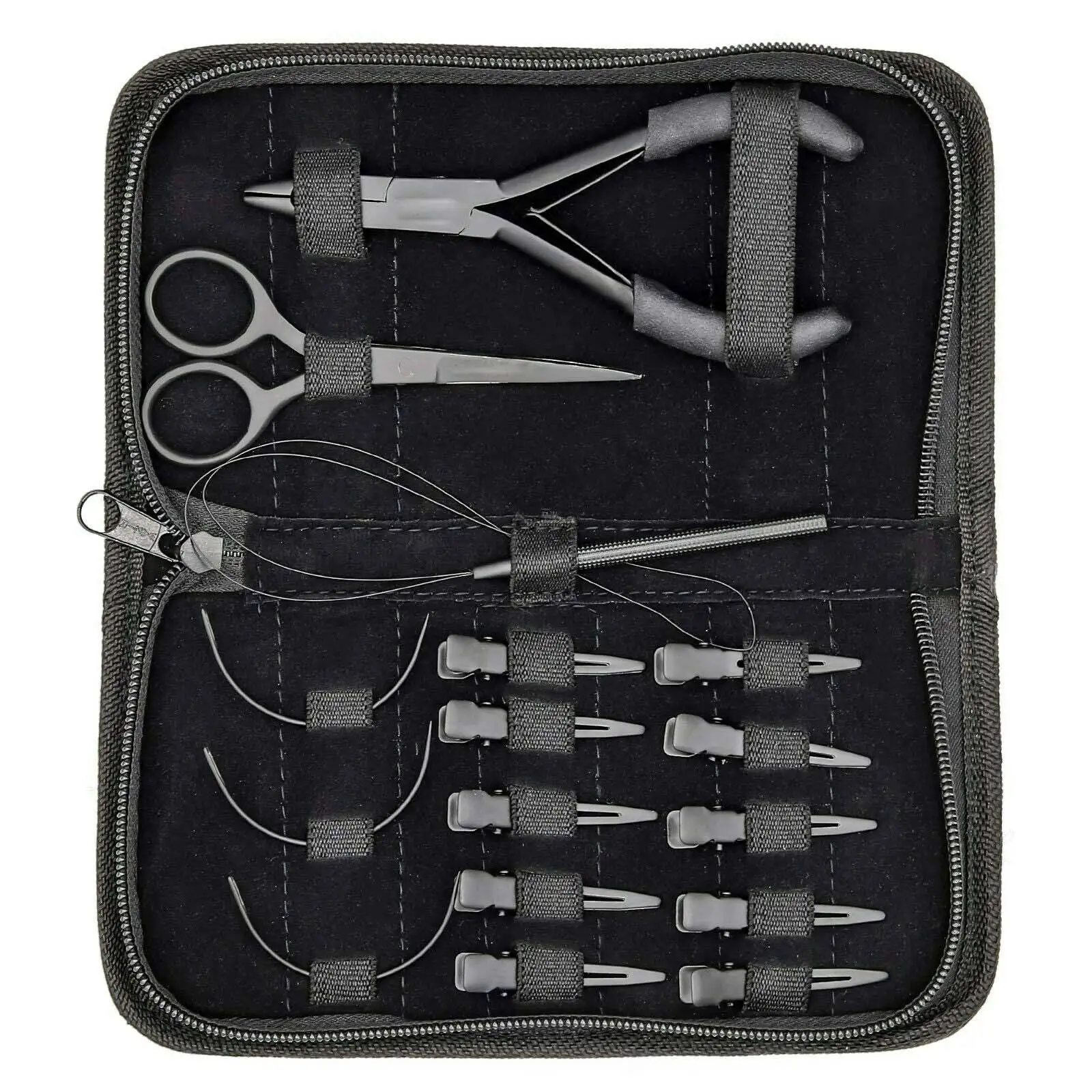 16 Pcs Hand Tied Hair Extension Tool Kit Include Plier Scissor Marking Chip Loop Made By Zorg International