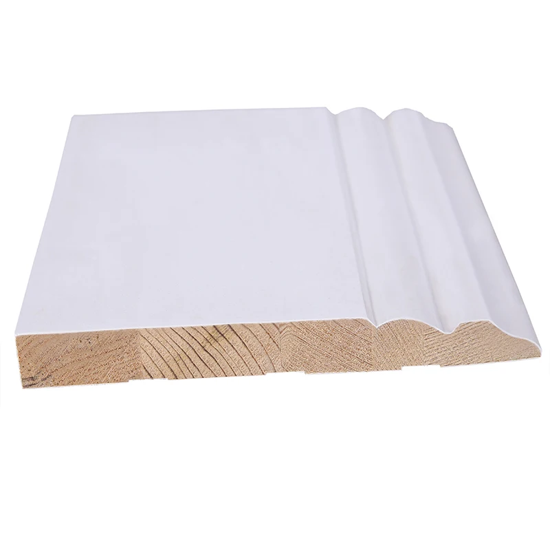 Factory Directly Supply Water Proof Timber White Primed MDF Baseboard Solid wood Baseboard Moulding Modern