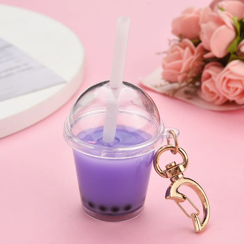 Selling hot Cheap Cute Bubble Tea Keychain Mini Pearl Milk Boba Tea Keychain Popular Acrylic Pendant Charms