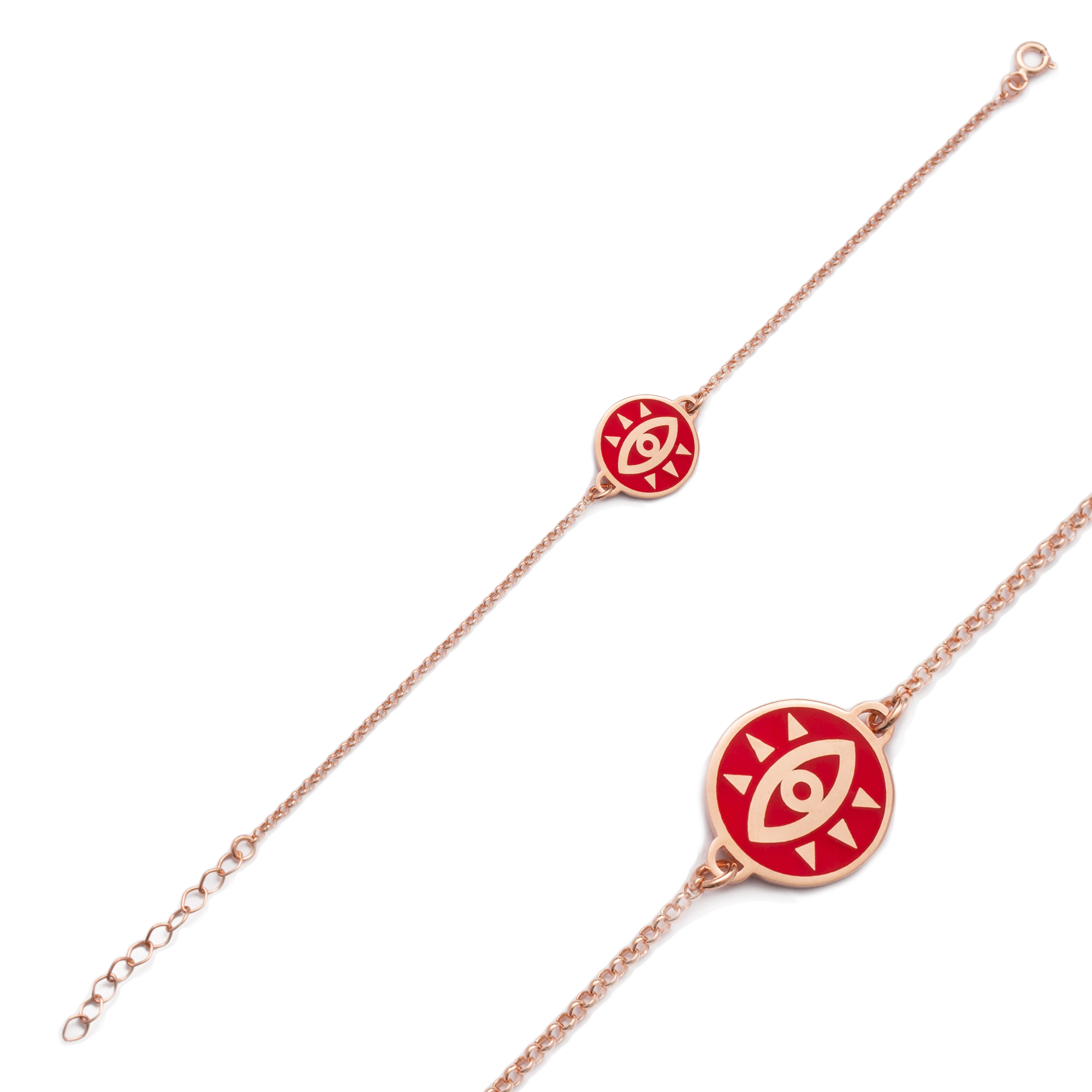 Turkish Eye Red Enamel Bracelet Turkish Wholesale Handcraft 925 Sterling Silver Jewelry