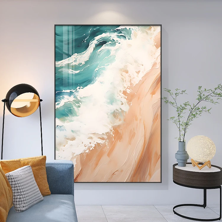 Customized Handmade ocean waves Canvas Oil Painting Modern landscape Mural Wall Art decor painting Large Artwork