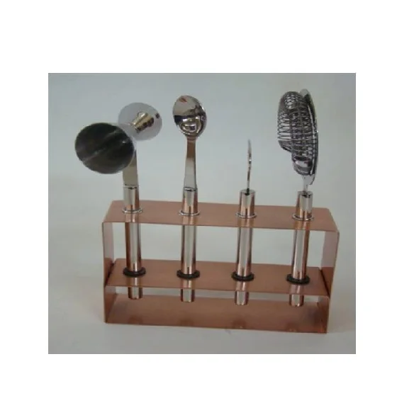 Bar Decorative Stainless Steel Bartender Kit for Home Luxury barware Tools with metal stand glossy finished bar tool set