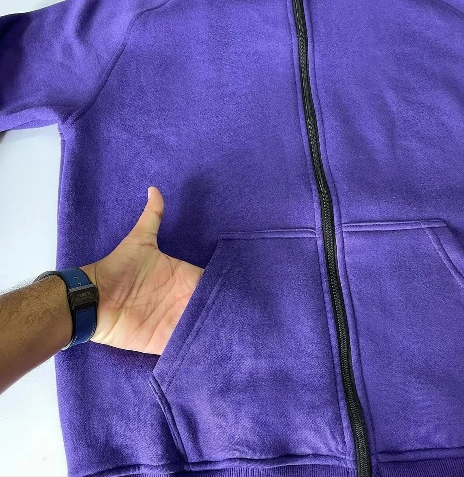 Custom 100% Cotton Heavyweight Full Face Zip Hoodie Jacket Blank Rhinestone Puff Printing Oversized Unisex Full Zip Up Hoodies