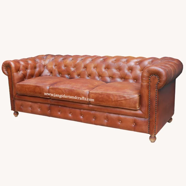 Top grain cow genuine leather 3 seater luxury design recliner sectional living room furniture modern leather button tufted sofa