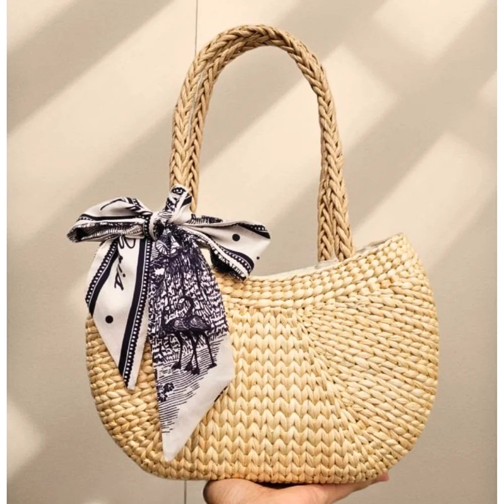 2024 лучший выбор Экологически чистая сумка из ротанга классический стиль водяной гиацинт пляжная Прямая Оптовая цена от Вьетнама