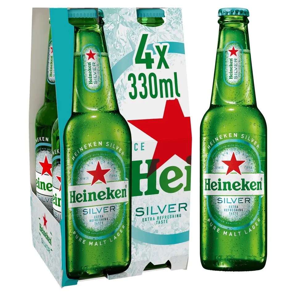 Новое поступление упаковка оригинальное пиво Heineken 4x330 мл бутылки с чистым