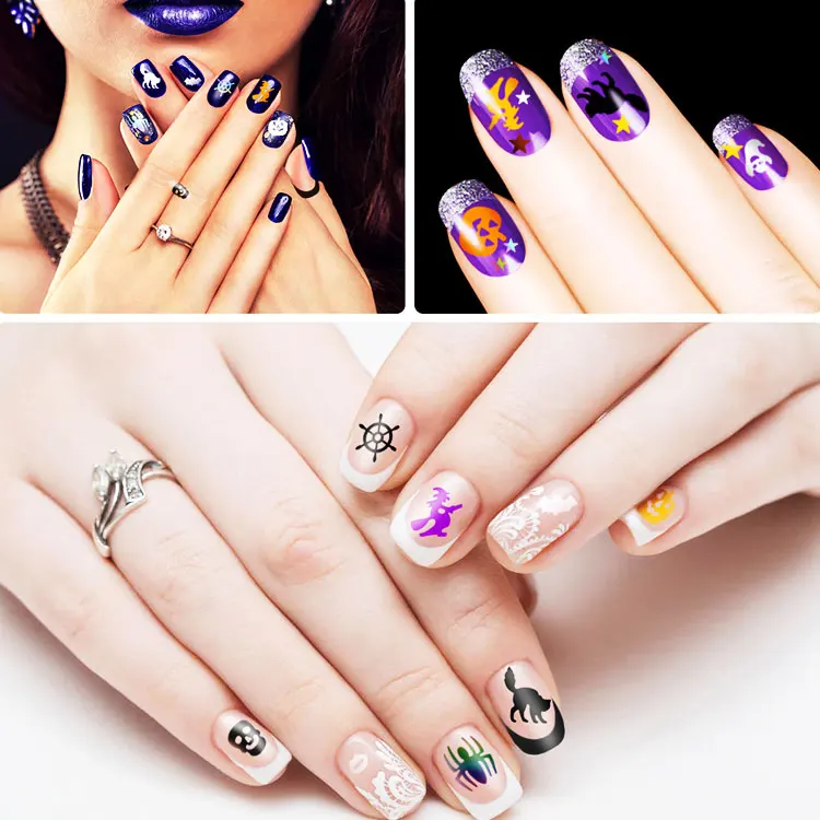 Sequined Clay Flakes Nail Art Halloween Theme Trick or Treat Ghost Spider SkullNail Polish Glue Epoxy Filling Decoration