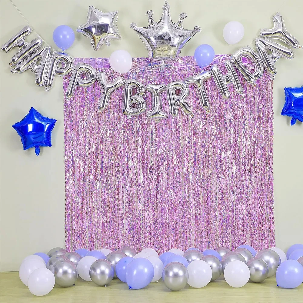 2024 New Wave Star Foil Fringe Curtain Tinsel Photo Backdrop Streamers for Birthday Party Festival Celebration Decoration Tassel