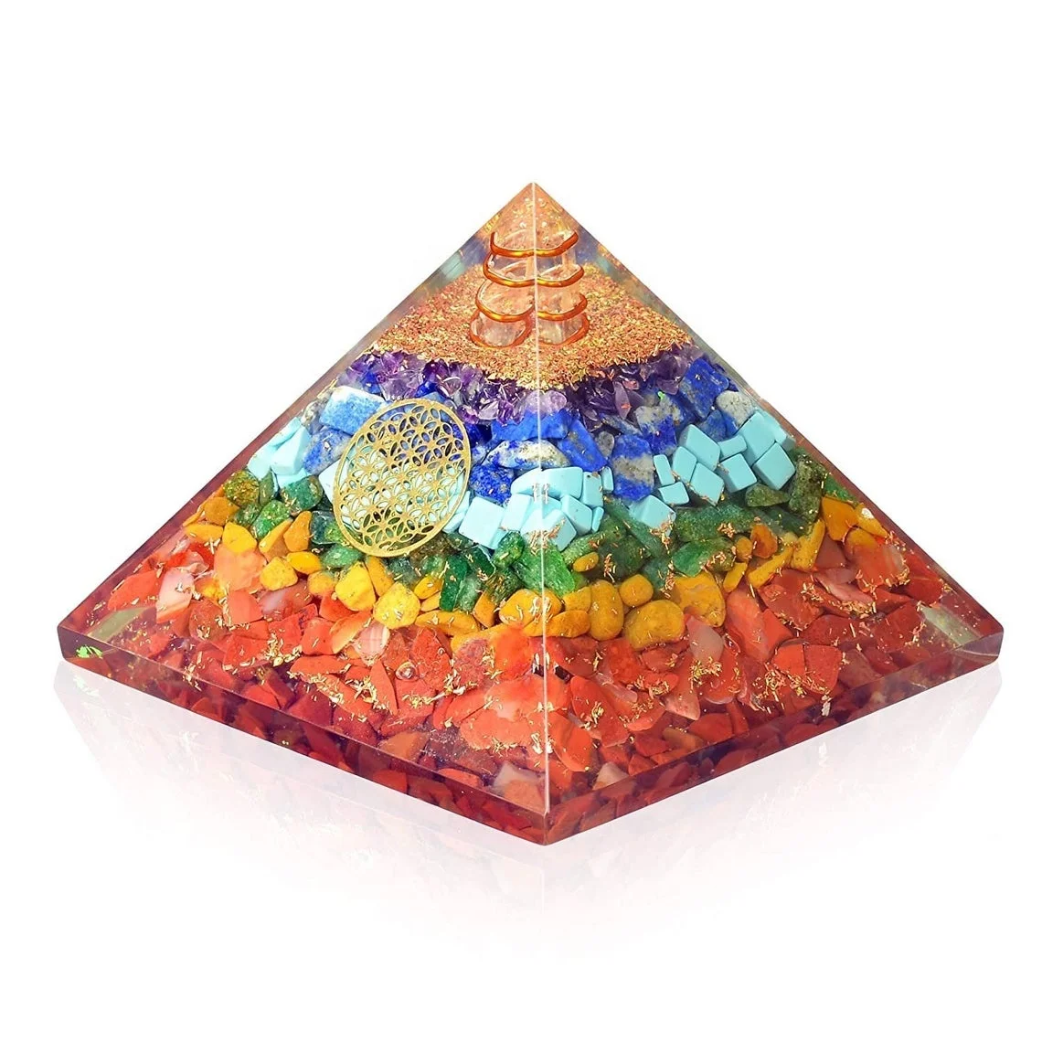 Hot selling 7 Chakra Crystals Orgone Pyramid Reiki Healing Orgonite Pyramid Energy Healing Crystals Spiritual Buy Online Store