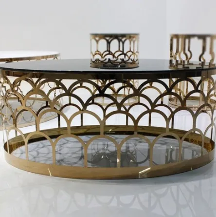 fashion square round stainless steel aluminium coffee table living room minimalist luxury marble coffee tables