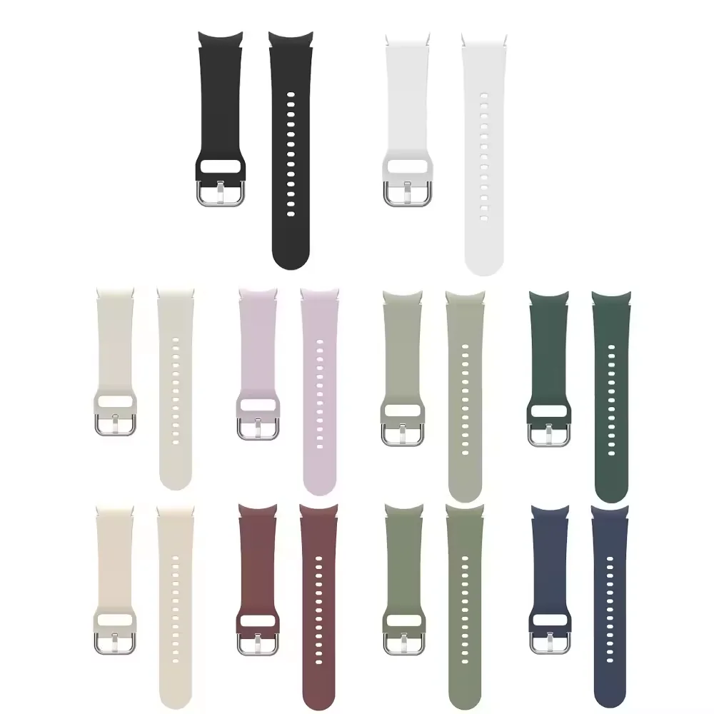 COOLYEP Comfortable 20mm Silicone Watch Band Replacement Strap for SamSung GaLaxy Watch 4/5/6 silver buckle Sport Watch Band