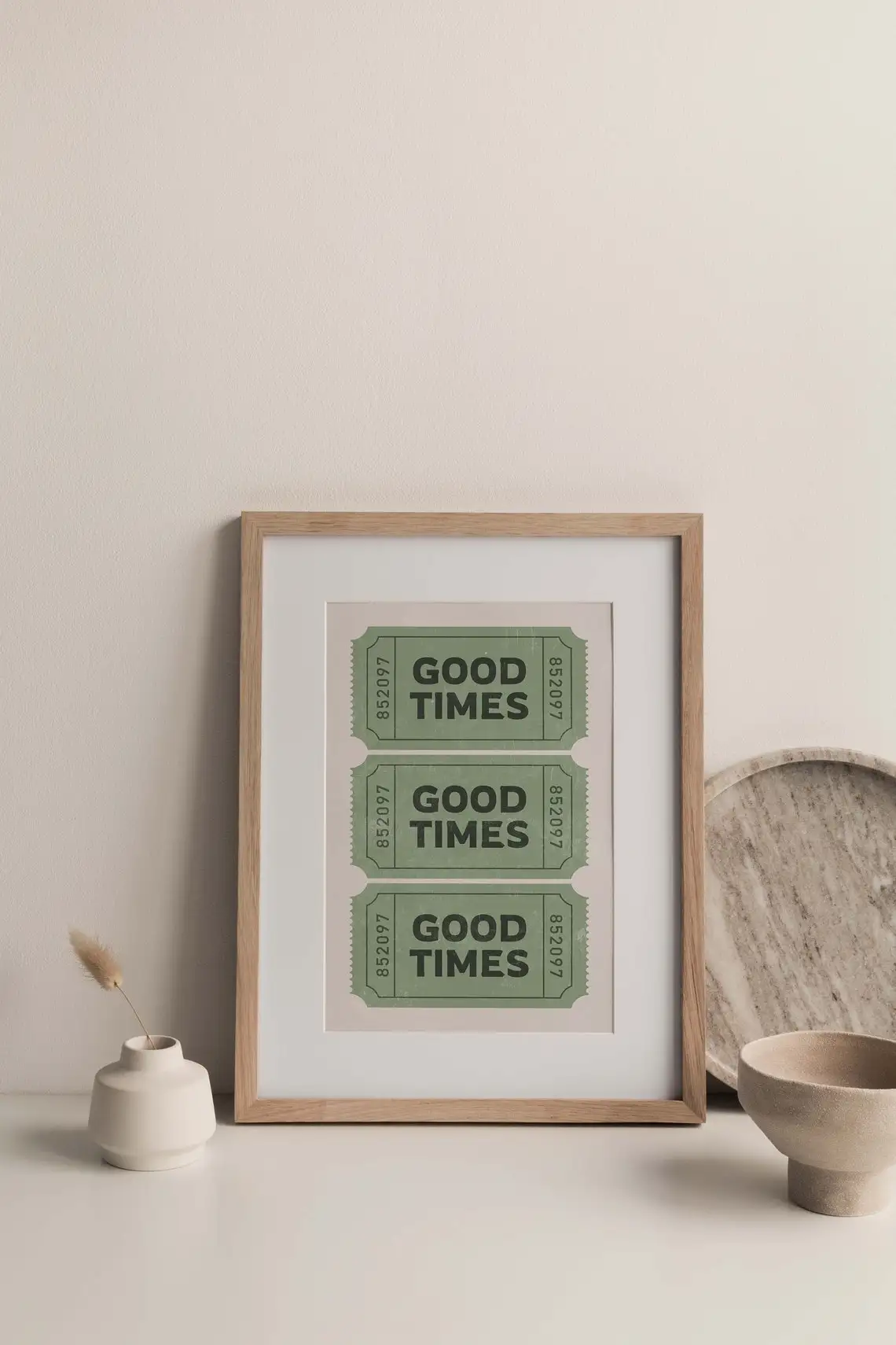 SQ Retro Good Times Green Ticket Wall Art Canvas Painting Trendy Bar Cart Wall Decor Digital Retro Poster Prints