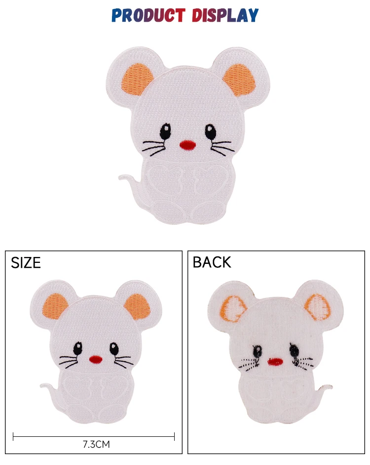 Embroidered Patch Cute Mouse Iron On Clothes Diy Decorative Stickers For Clothing & Jeans & Bag & Jacket & Socks & Shoes