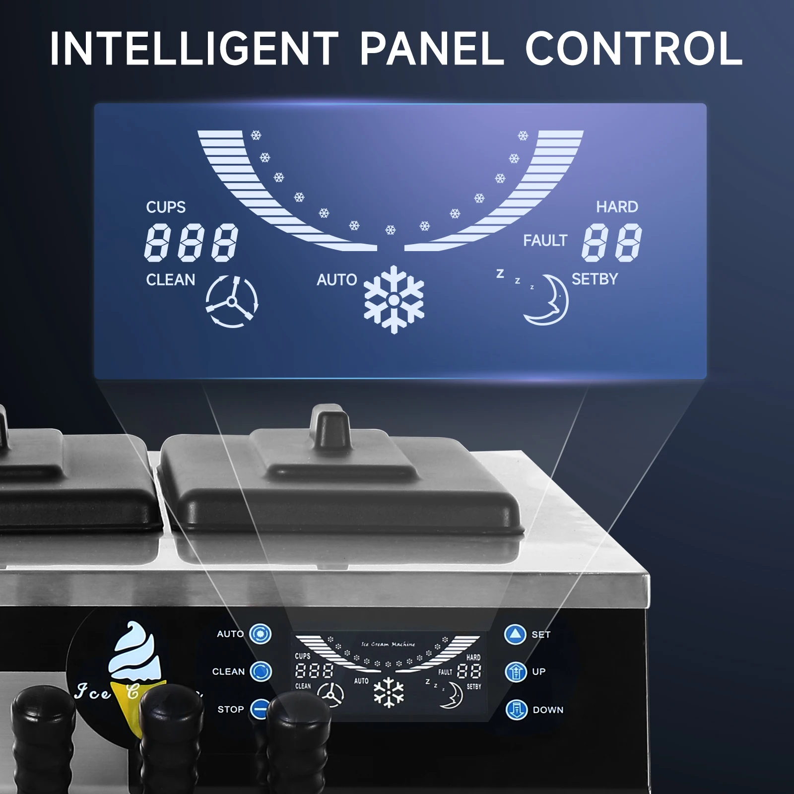 20L Tabletop Portable  Commercial Ice Cream Machine With Three Flavors For Commercial Usage