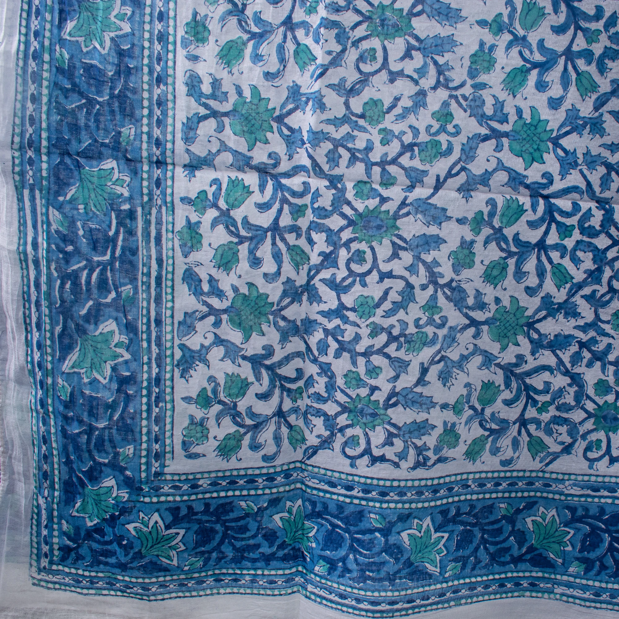 Ethnic Style Head Wrap Scarves Floral Block Printed Cotton Scarf Indian Handmade Sarong White Beach Cover Ups Pareo Wholesale