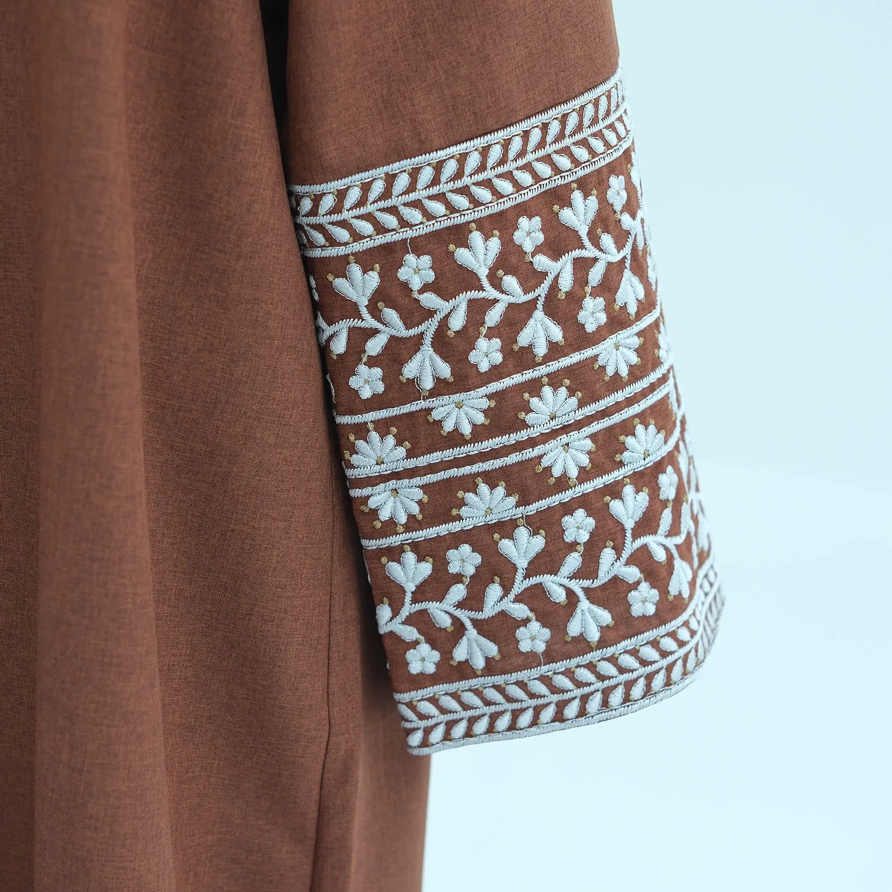 Wholesale Muslim Dress Middle East Turkey Dubai Embroidered Elegant Ramadan Linen Manufacturers Abaya Turkish Islamic Clothing