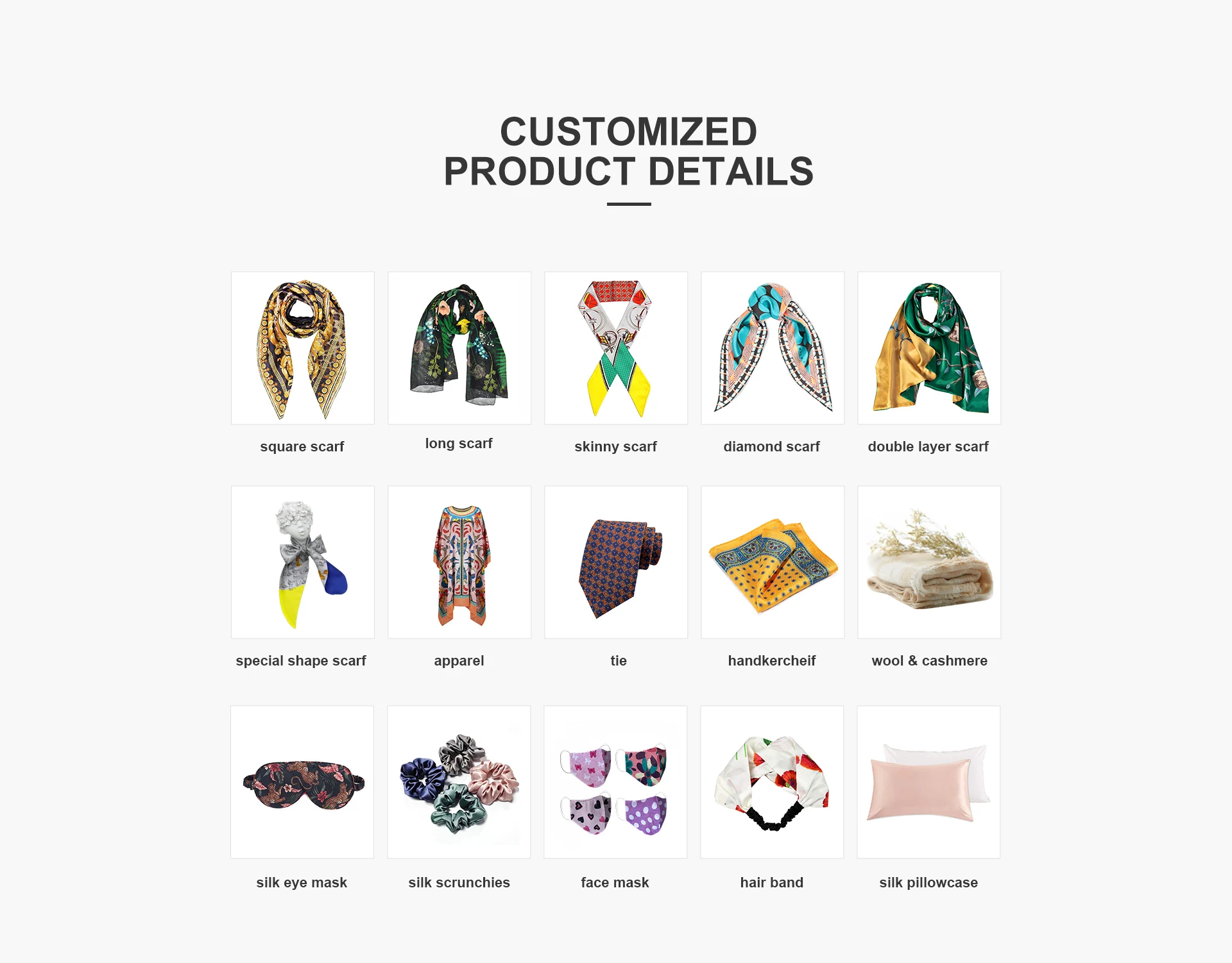 Customized OEM 20x20 inch Fashion Square Silk Twill Satin Scarf Neck Scarves Ladies Vintage Square Silk Scarf