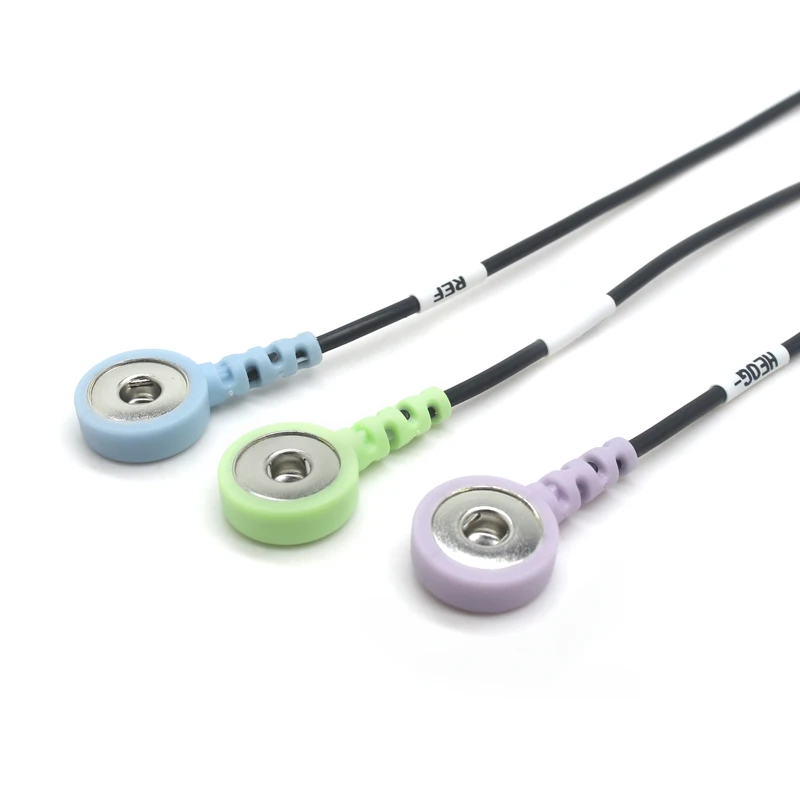 Customized ECG 2.5mm 4 Poles Audio Plug To 4.0mm Electrode Button Lead Wires Cable With Resistor Value