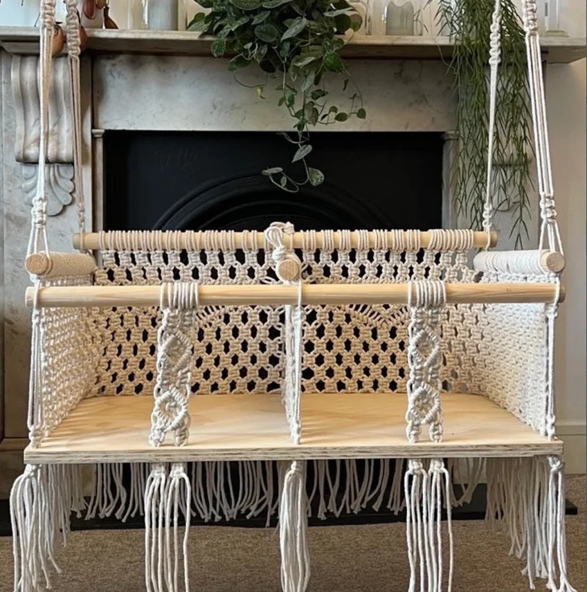 Handmade Macrame Twin Baby Swing HANDMADE NATURAL Baby Swing Set Style Color baby bedside sleeper