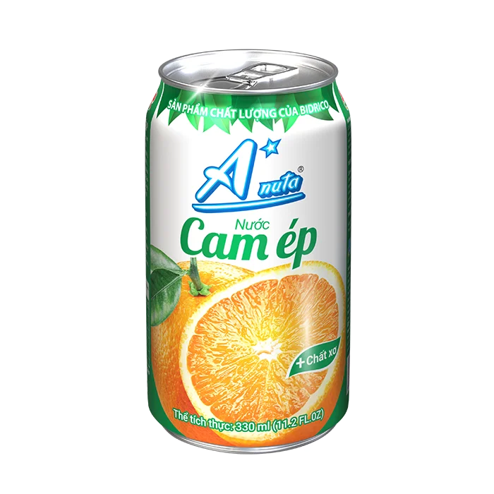 New Quality Orange Juice Drink A*nuta Brand Iso Halal Haccp Fruit Juice 330ml Beverage Packed In Can Vietnam Manufacturer