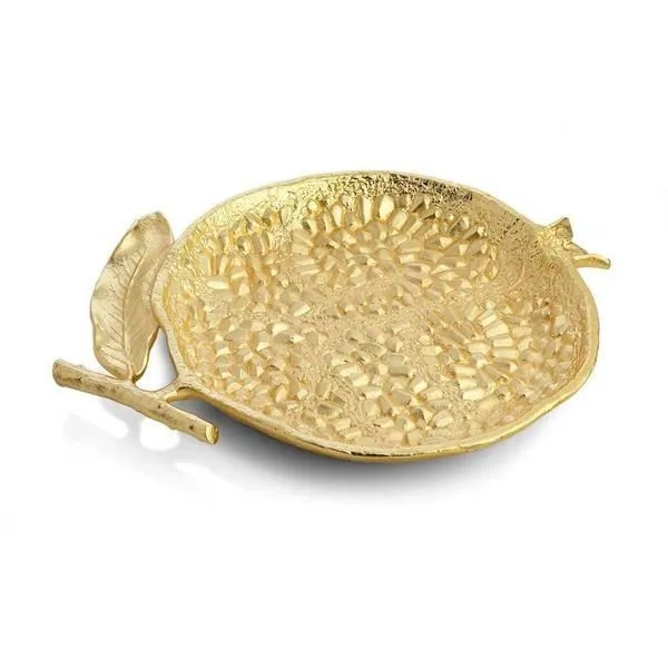 Simple Shiny Large Banana Leaf Design Aluminum Tray for Hotel and Home Use