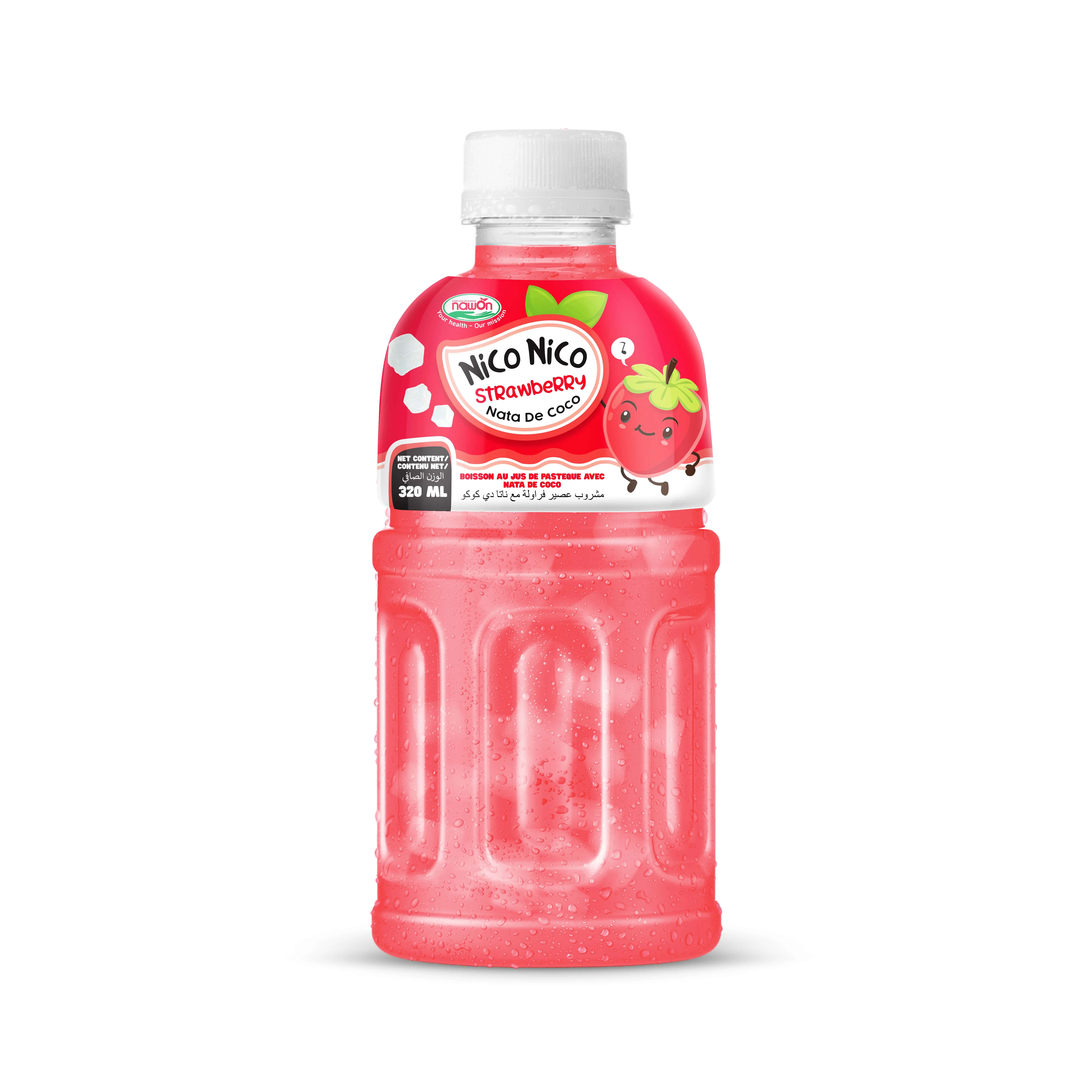Бесплатный образец 325 мл NAWON Nata de Coco Напиток поставщик фруктовый сок с желе Nata de Coco клубника OEM/ODM производитель напитков