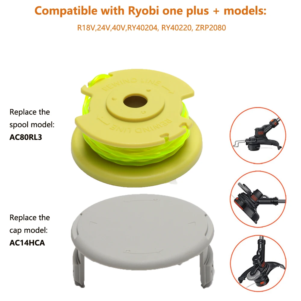 Factory wholesales ryobi one plus ac80rl3 oem 080 inch twisted line string trimmer spool