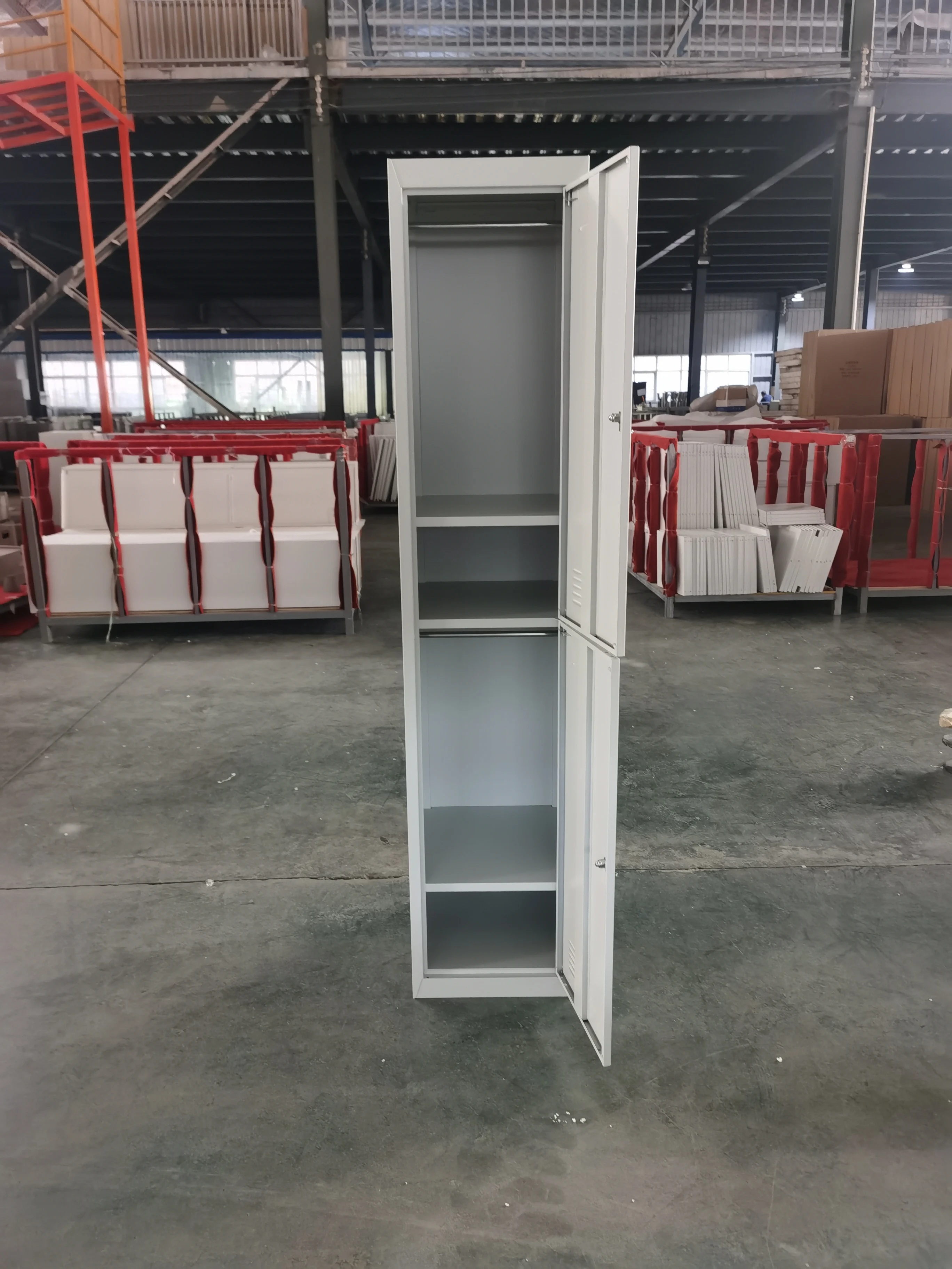 Modern Steel Single 2 Door Locker Metal Clothing Wardrobe Iron Storage Closet Almirah for Staff/Gym/School