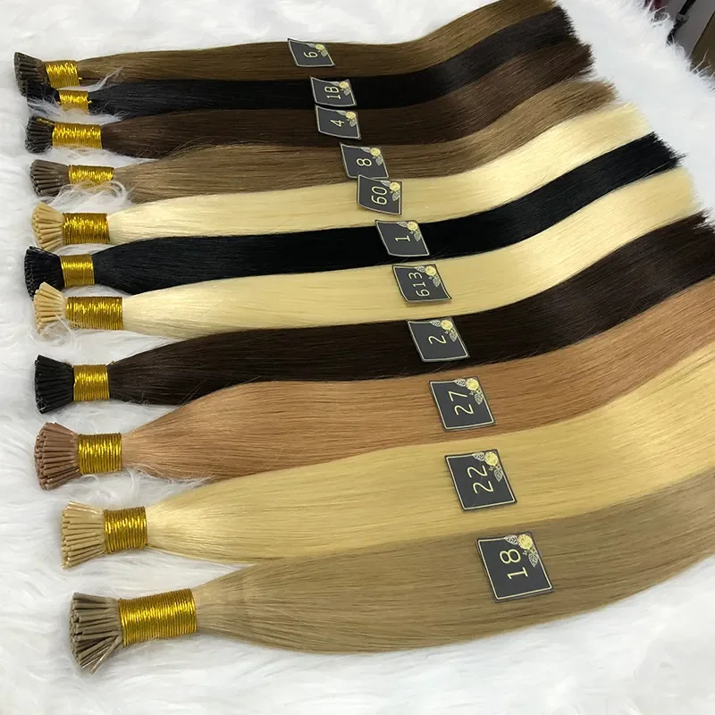 Wholesale Hot Sale Italian Keratin Pre Bonded Hair Extensions Remy Double Drawn u Tip Flat Tip i Tip Hair Extension