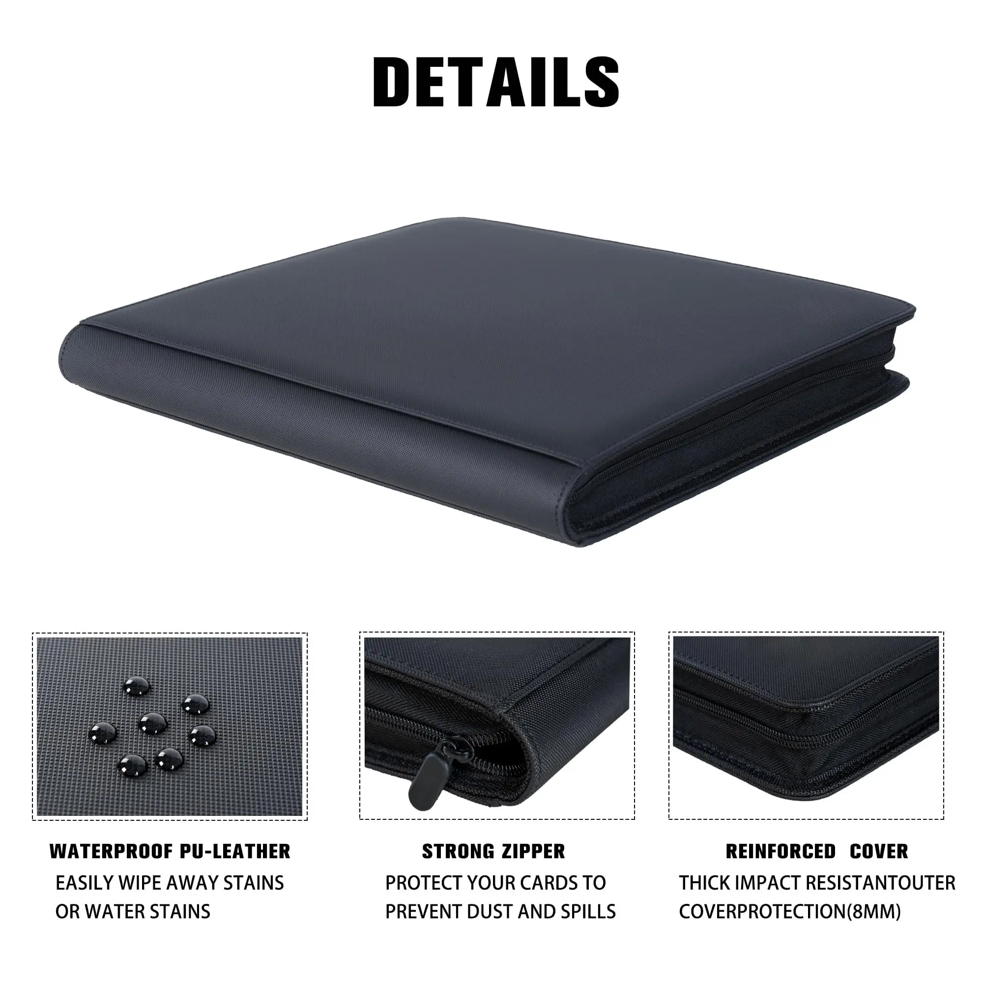 Portable Removable Baseball Game Trading Collector Album Card Binder Holds Protectors 16 Pocket Trading Card Binder