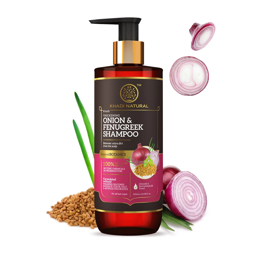 KHADI NATURAL Onion & Fenugreek SHAMPOO (Sulphate free )- POWERED BOTANICS