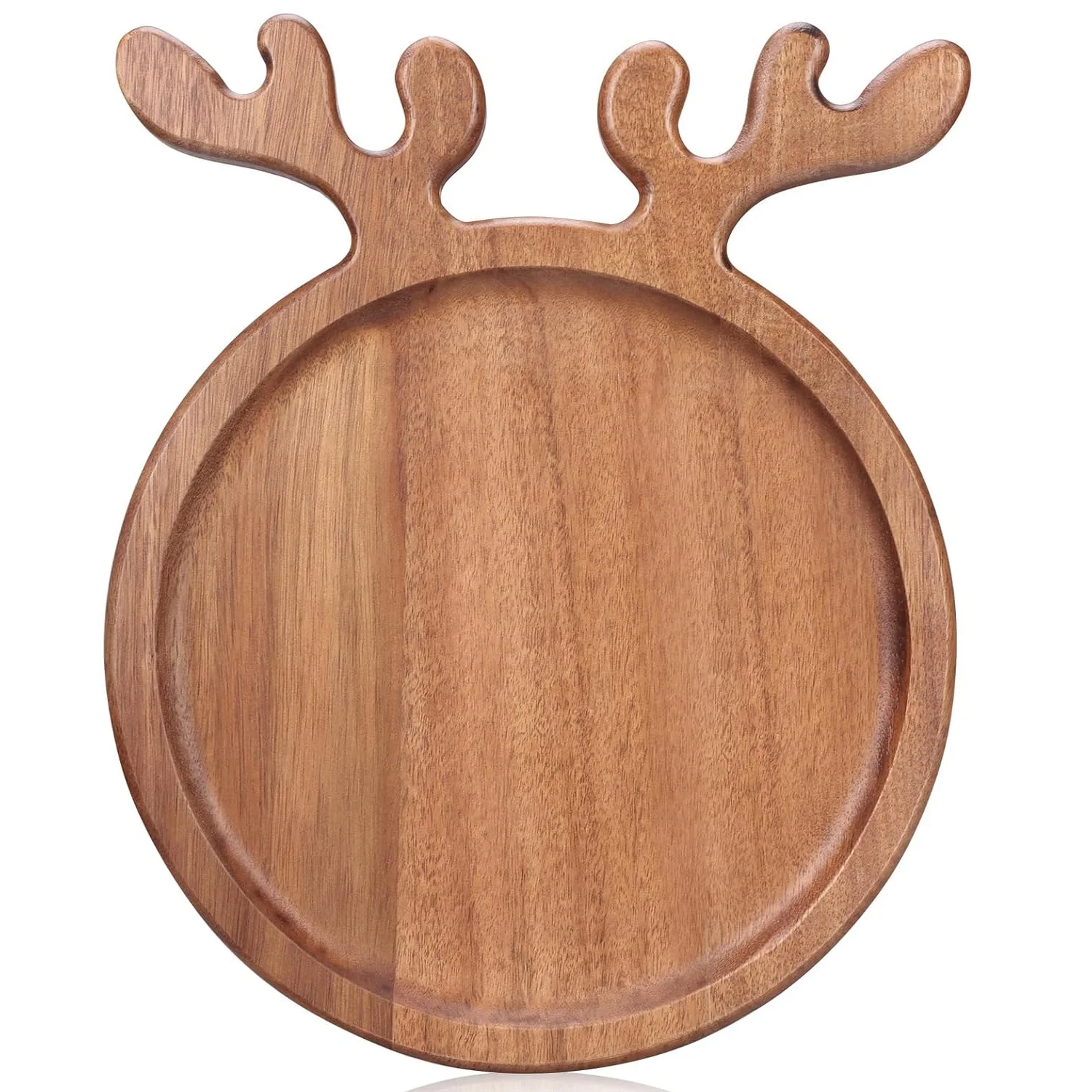Christmas Decorative Wood Dinner Plate Wooden  Board Xmas Cookies Platter Wood Salad Charger Plates
