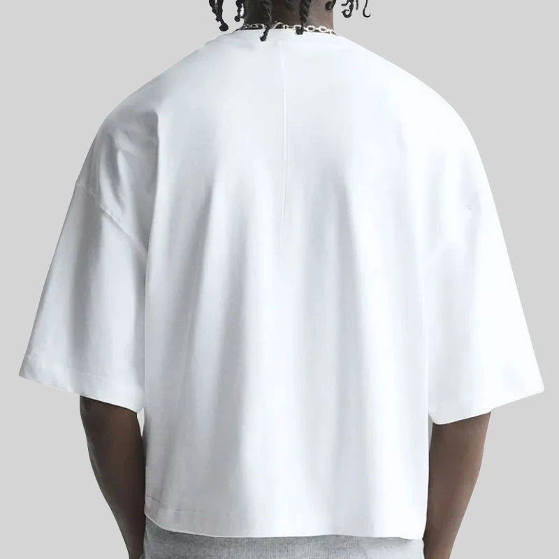 Customize Men Blank White Tee Shirt Cotton Oversized Streetwear T-Shirt Manufacturer Custom Boxy Fit Cropped T Shirt