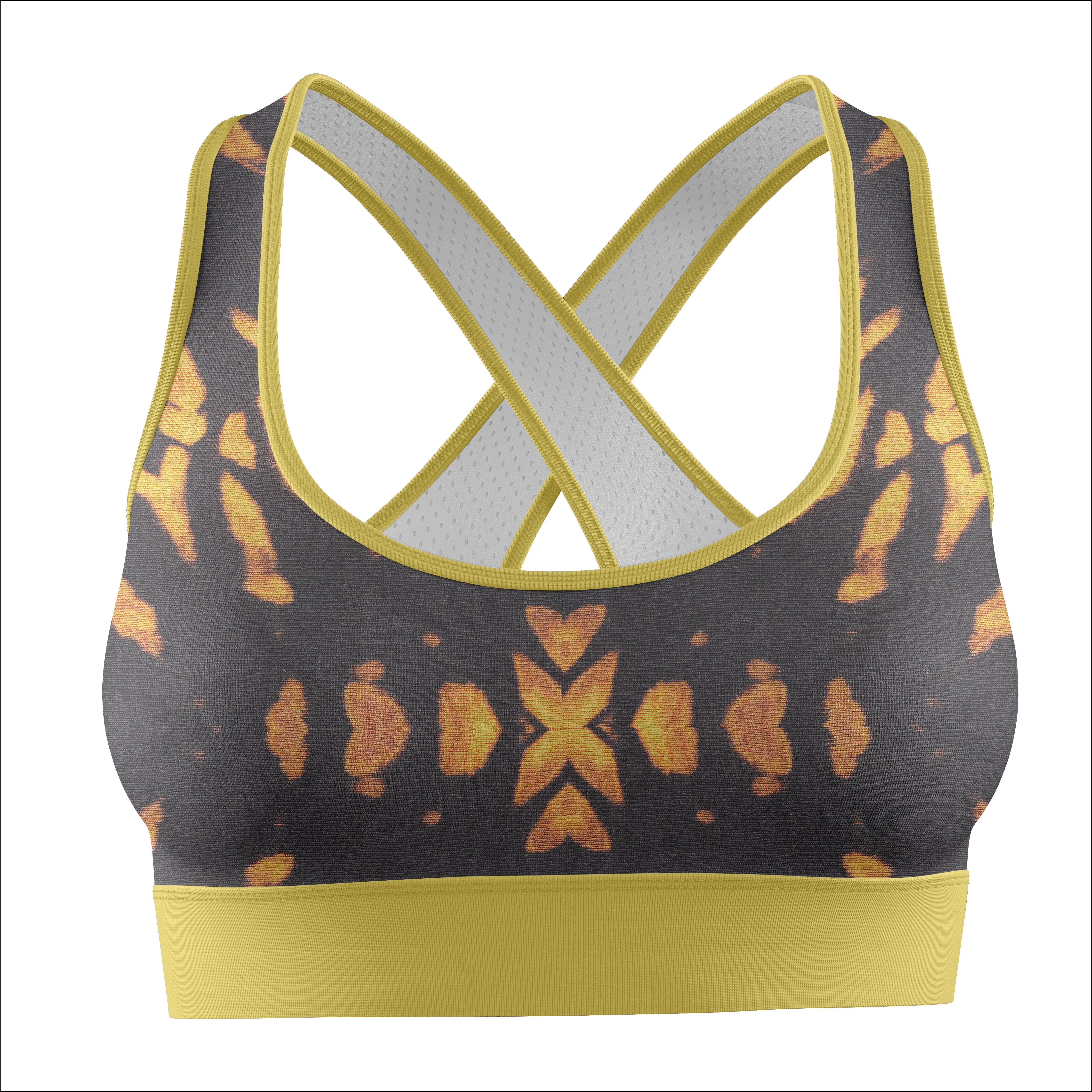 2024 Design Custom Rock Texture Sport Bra For Women High Impact Push Up Strappy Backless Fitness Gym Cotton Women For Sports Bra